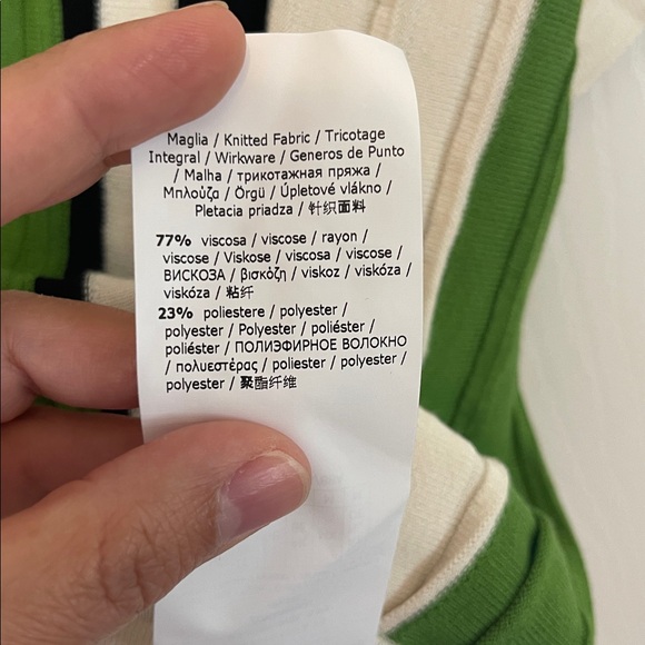 Weekend Max Mara Spiga Short Sleeve Bold Striped Sweater - Green, Black, Cream - Picture 6 of 8